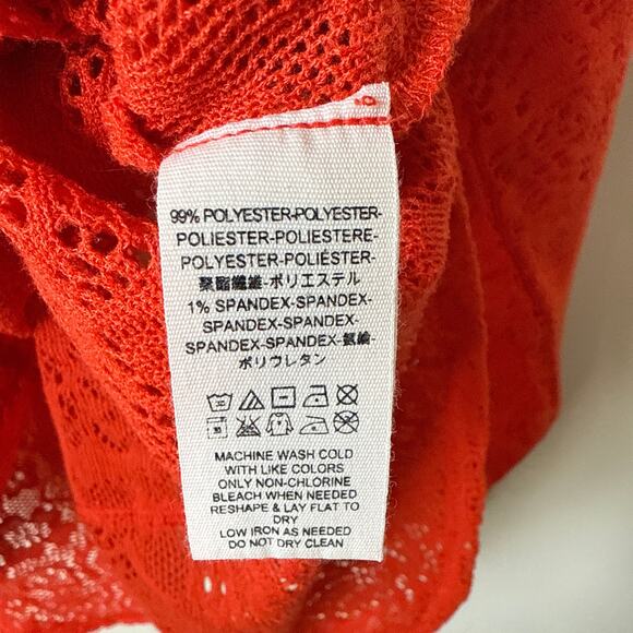 Free People Not Cold in This Top Red Long Sleeve Lacey Oversized Size Small Boho - Picture 12 of 13